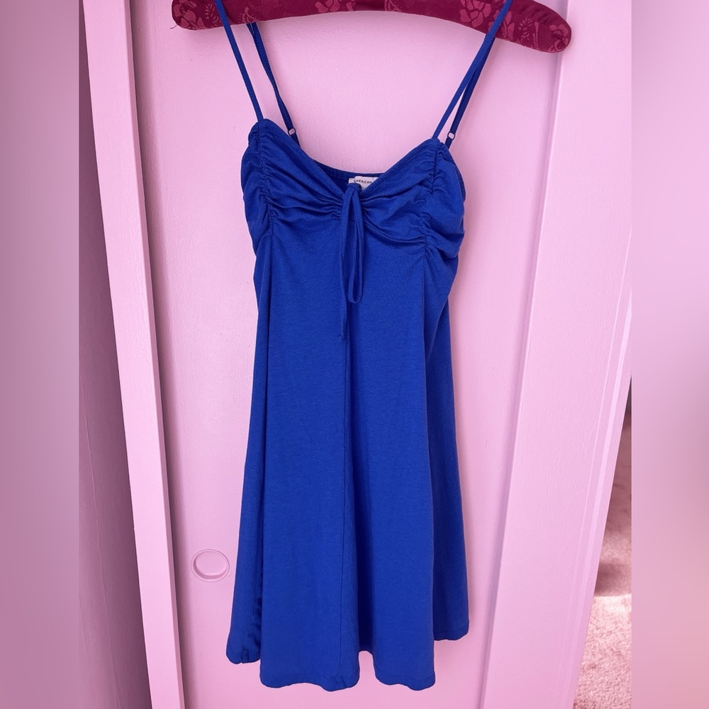 American Eagle royal blue ruched mini dress